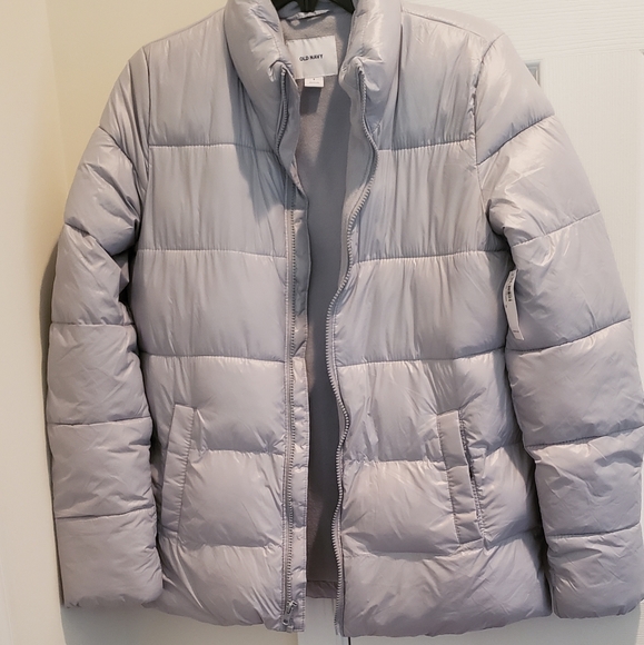 light gray puffer jacket